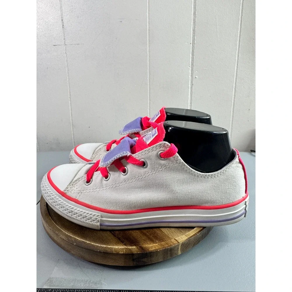 Converse Chuck Taylor Sneakers Junior 4 White Good Double Tongue Pink Purple